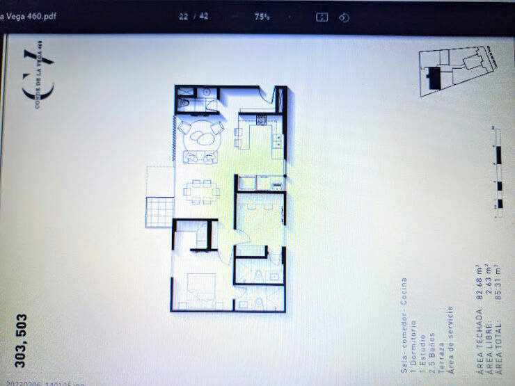VENDO, Dpto. 2dorm. AO: 85m2, Proyecto Conde de la Vega 460, dpto 204, Chacarilla – Surco